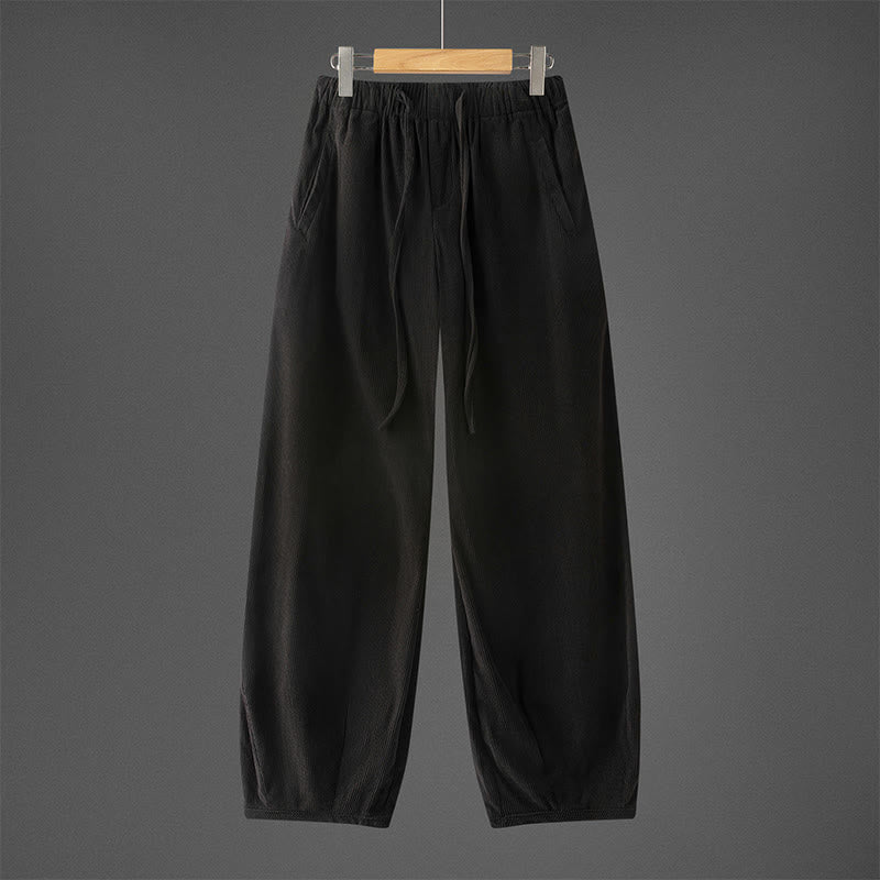 Pantalon en velours côtelé pour homme, coupe droite, taille élastique et cordon de serrage, avec poches, motif Buddha Stones Winter - Noir - US/UK/AU46，EU56 (5XL) - image 8