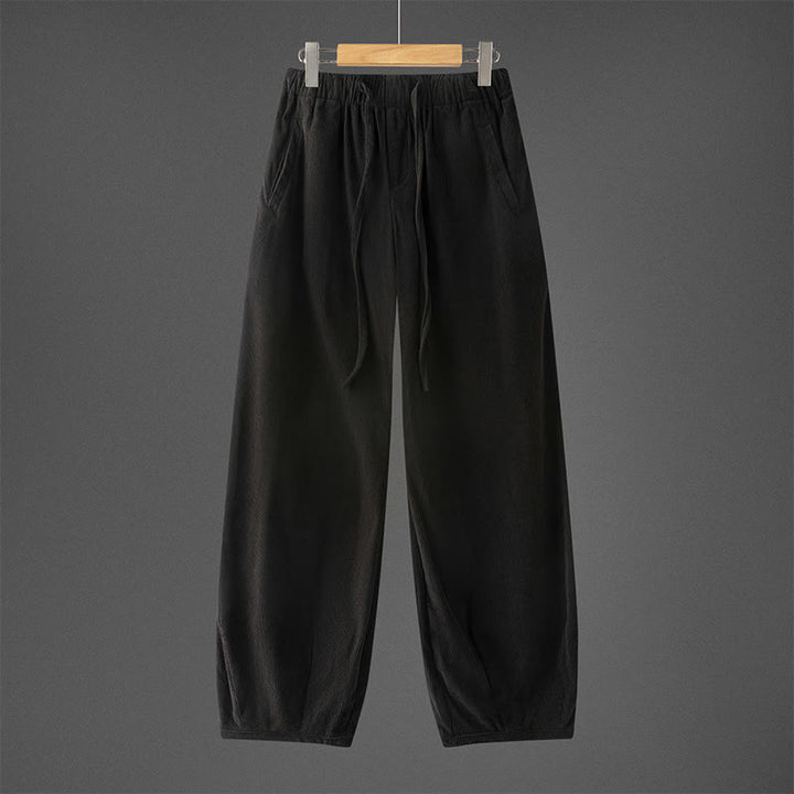 Pantalon en velours côtelé pour homme, coupe droite, taille élastique et cordon de serrage, avec poches, motif Buddha Stones Winter - Noir - US/UK/AU46，EU56 (5XL) - image 8