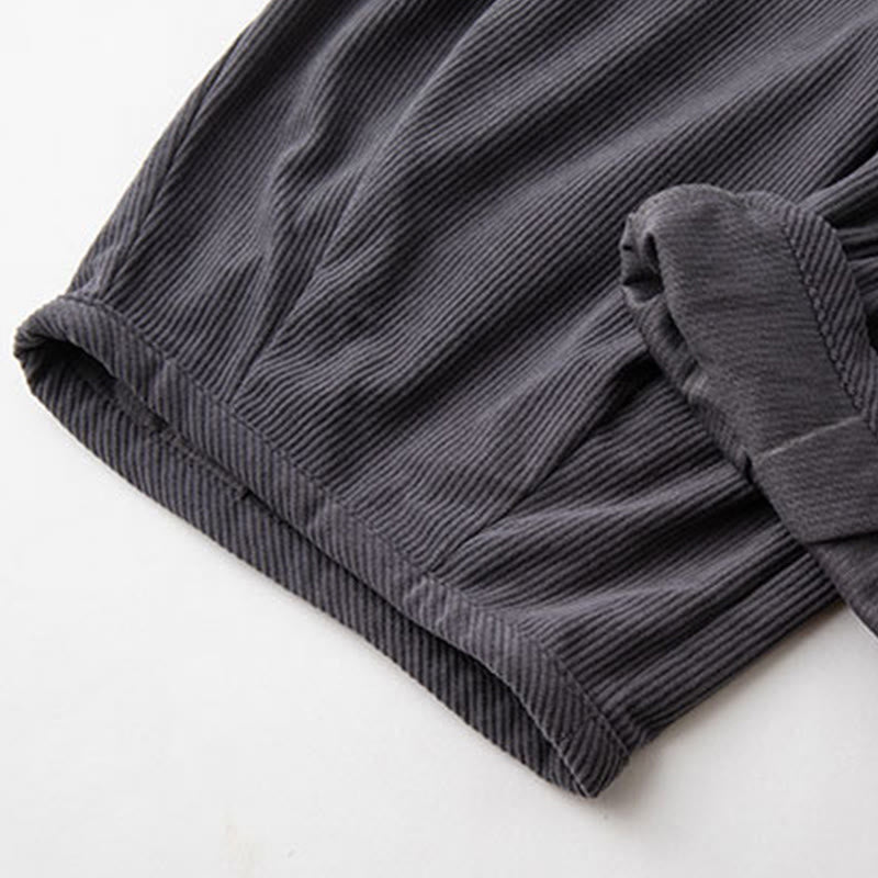 Pantalon en velours côtelé pour homme, coupe droite, taille élastique et cordon de serrage, avec poches, motif Buddha Stones Winter - image 6