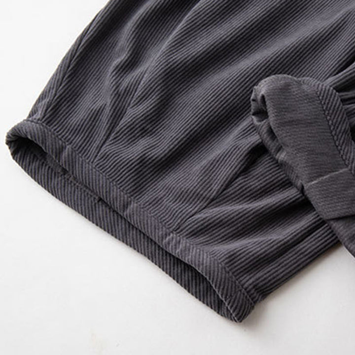 Pantalon en velours côtelé pour homme, coupe droite, taille élastique et cordon de serrage, avec poches, motif Buddha Stones Winter - image 6