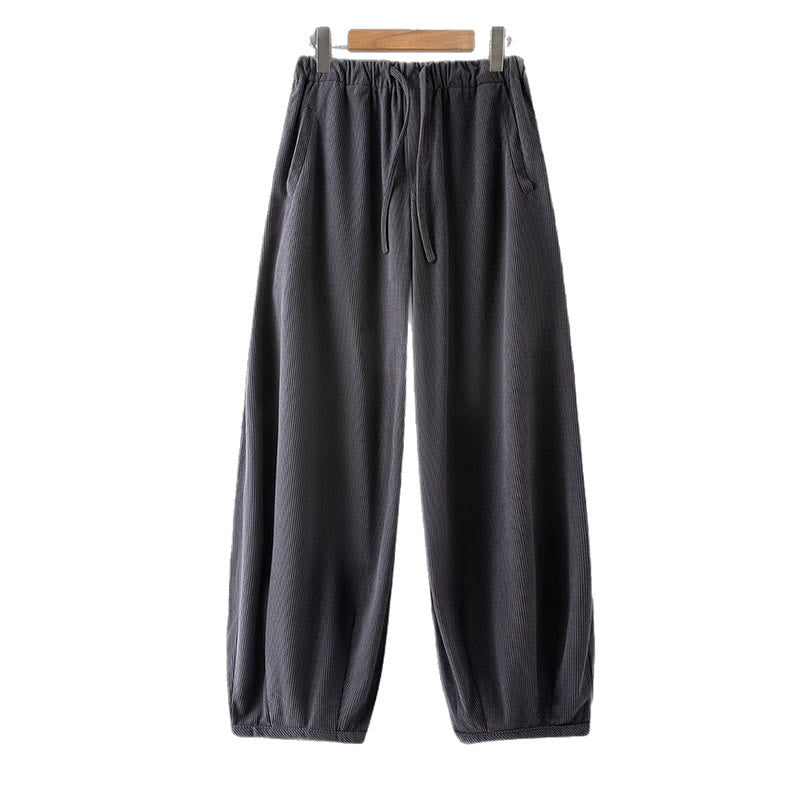Pantalon en velours côtelé pour homme, coupe droite, taille élastique et cordon de serrage, avec poches, motif Buddha Stones Winter - image 7