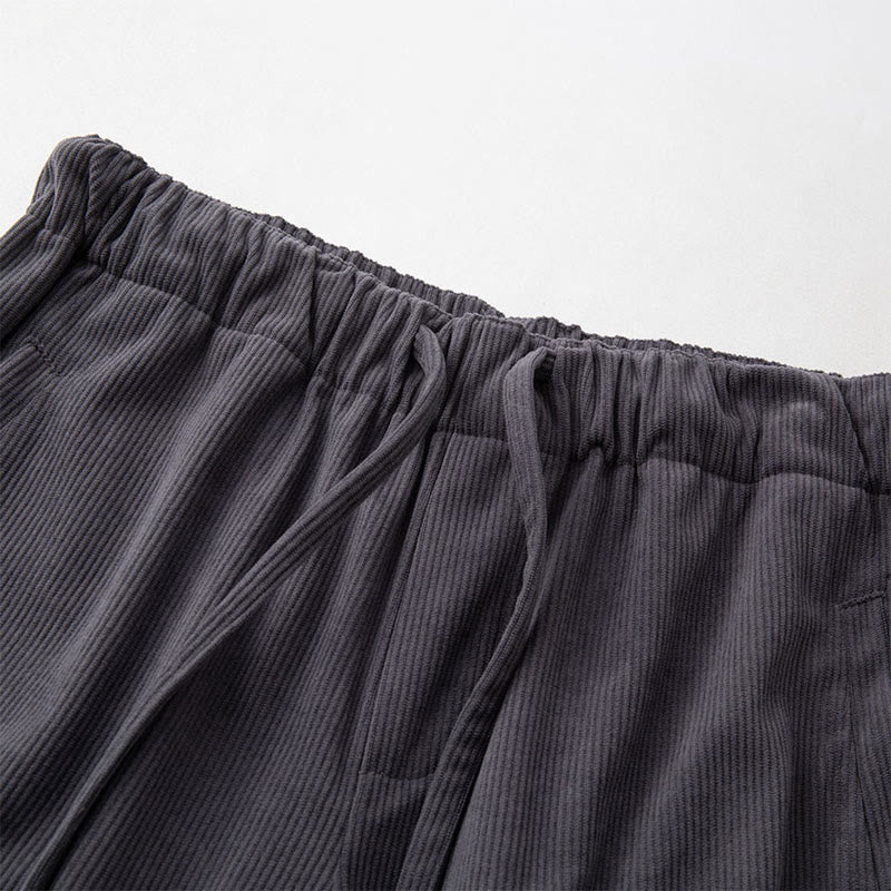 Pantalon en velours côtelé pour homme, coupe droite, taille élastique et cordon de serrage, avec poches, motif Buddha Stones Winter - image 2