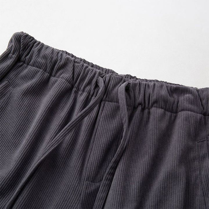 Pantalon en velours côtelé pour homme, coupe droite, taille élastique et cordon de serrage, avec poches, motif Buddha Stones Winter - image 2