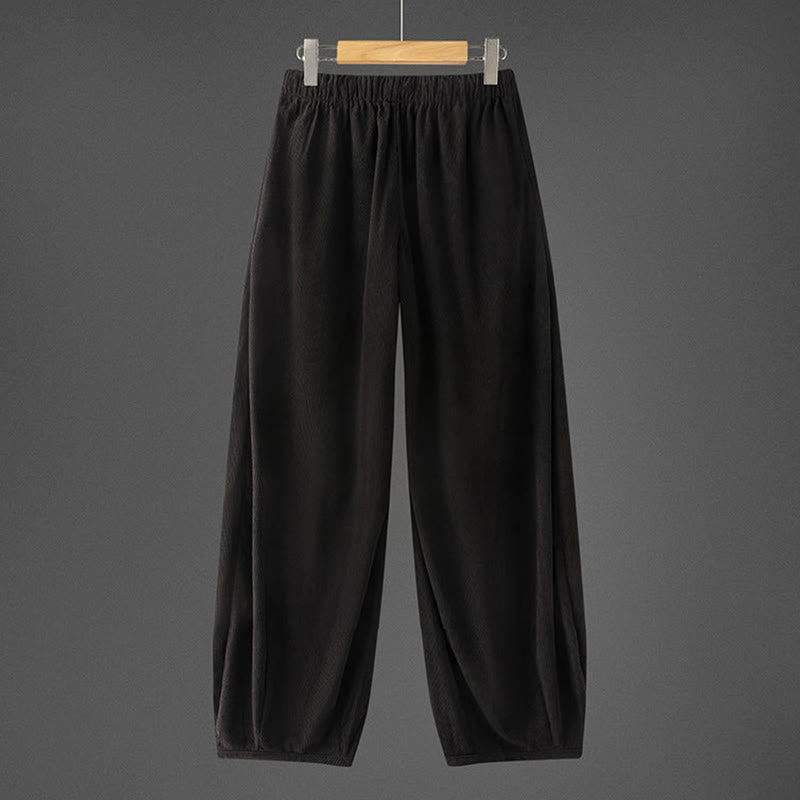 Pantalon en velours côtelé pour homme, coupe droite, taille élastique et cordon de serrage, avec poches, motif Buddha Stones Winter - image 9