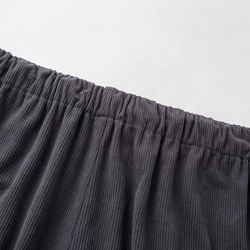 Pantalon en velours côtelé pour homme, coupe droite, taille élastique et cordon de serrage, avec poches, motif Buddha Stones Winter - image 3