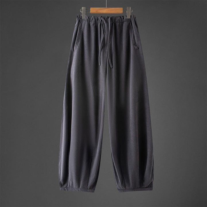 Pantalon en velours côtelé pour homme, coupe droite, taille élastique et cordon de serrage, avec poches, motif Buddha Stones Winter - Gris sombre - US/UK/AU46，EU56 (5XL) - image 0