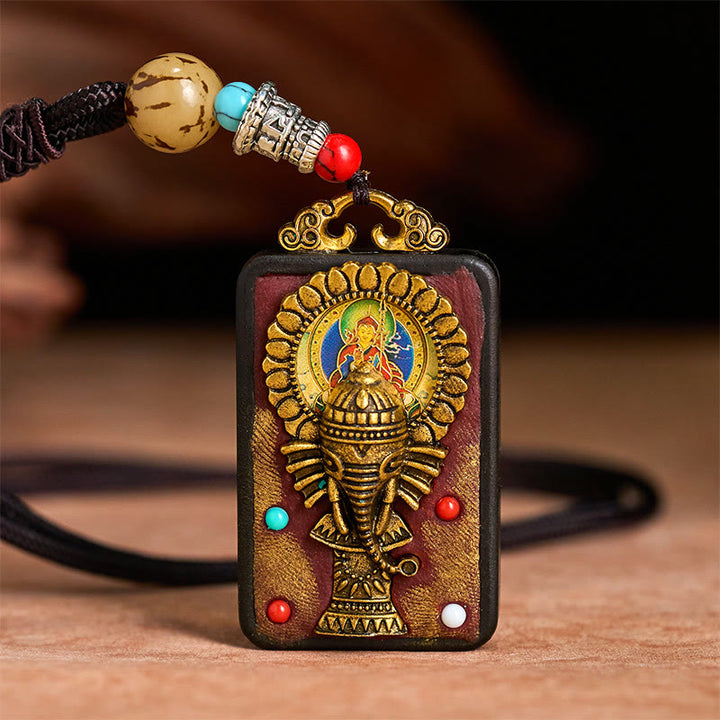 Buddha Stones, Ganesh tibétain, Ganpati, éléphant, bois d'ébène, corde, collier de paix, pendentif, collier de paix - image 12