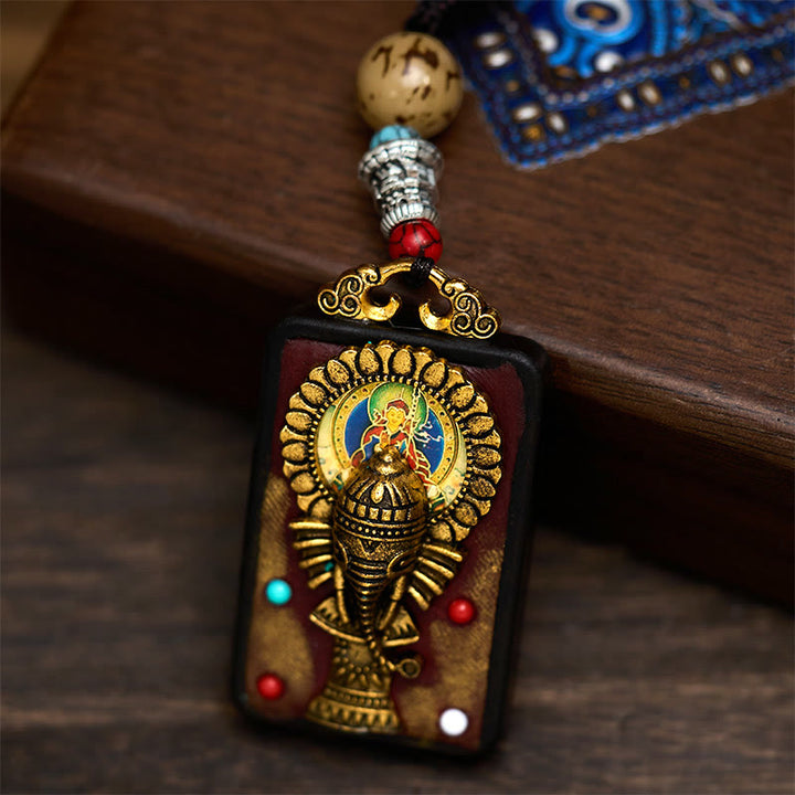 Buddha Stones, Ganesh tibétain, Ganpati, éléphant, bois d'ébène, corde, collier de paix, pendentif, collier de paix - image 14