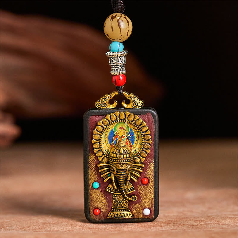 Buddha Stones, Ganesh tibétain, Ganpati, éléphant, bois d'ébène, corde, collier de paix, pendentif, collier de paix - image 13