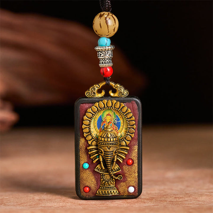 Buddha Stones, Ganesh tibétain, Ganpati, éléphant, bois d'ébène, corde, collier de paix, pendentif, collier de paix - image 13
