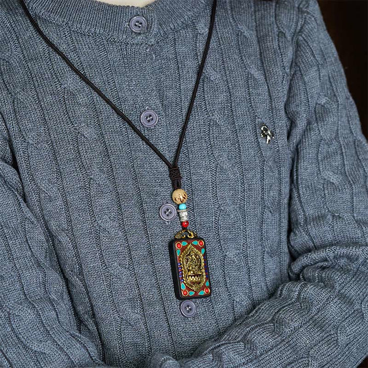 Buddha Stones, Ganesh tibétain, Ganpati, éléphant, bois d'ébène, corde, collier de paix, pendentif, collier de paix - image 30