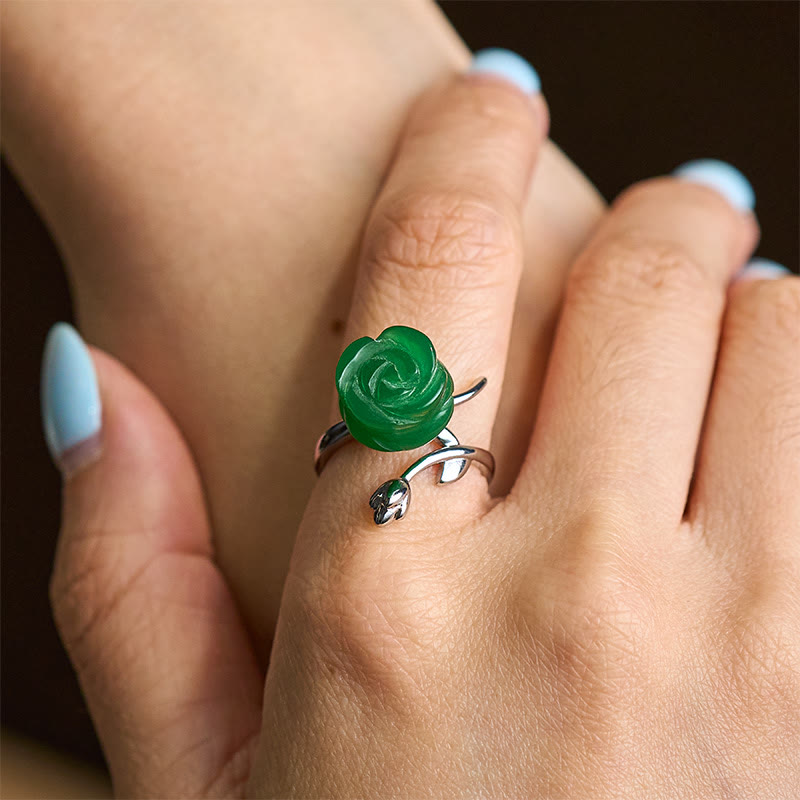 Bague d'équilibre ajustable en argent plaqué cuivre et jaspe rose vert Buddha Stones. - image 5