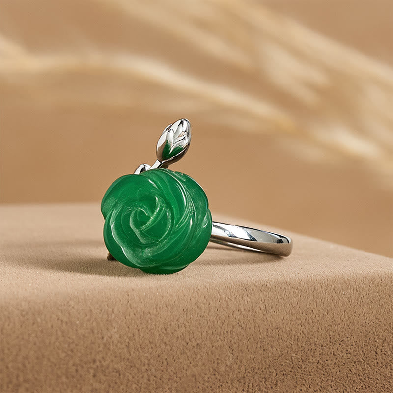 Bague d'équilibre ajustable en argent plaqué cuivre et jaspe rose vert Buddha Stones. - image 2