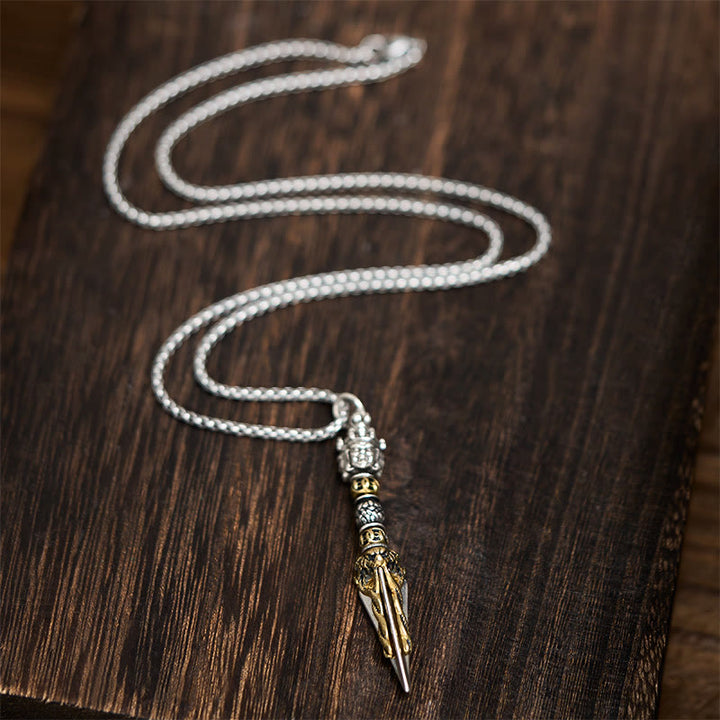 Collier pendentif en cuivre avec Buddha Stones , vajra tibétain et vajrakila, symbole de guérison et de pouvoir spirituel. - image 4