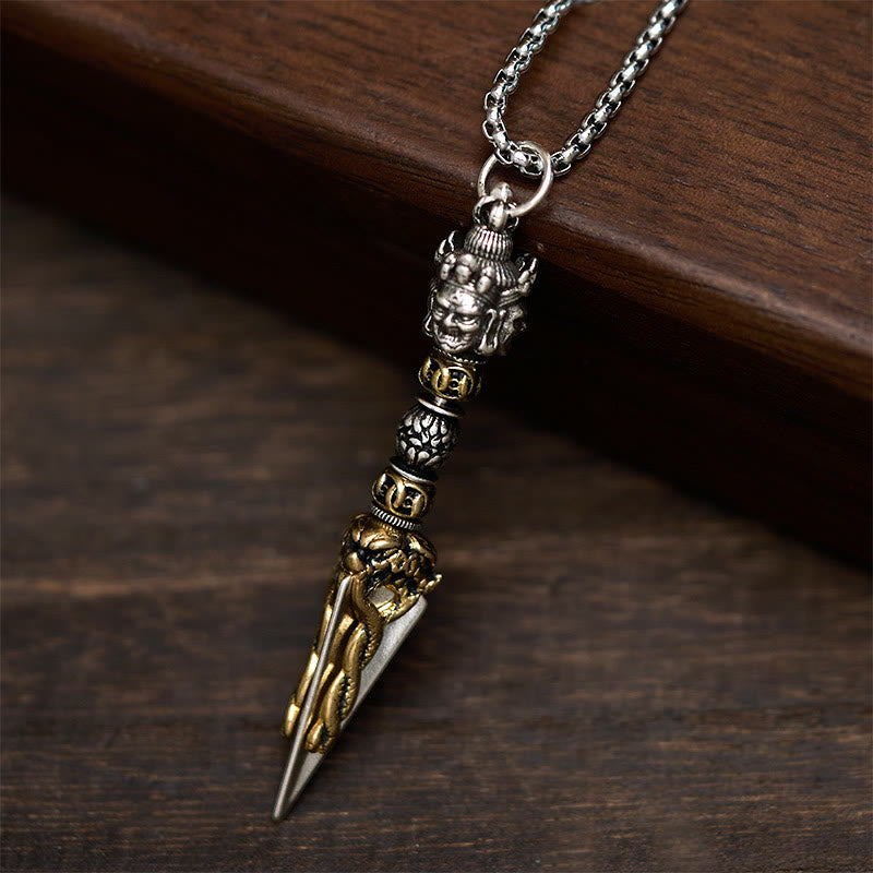 Collier pendentif en cuivre avec Buddha Stones , vajra tibétain et vajrakila, symbole de guérison et de pouvoir spirituel. - image 1