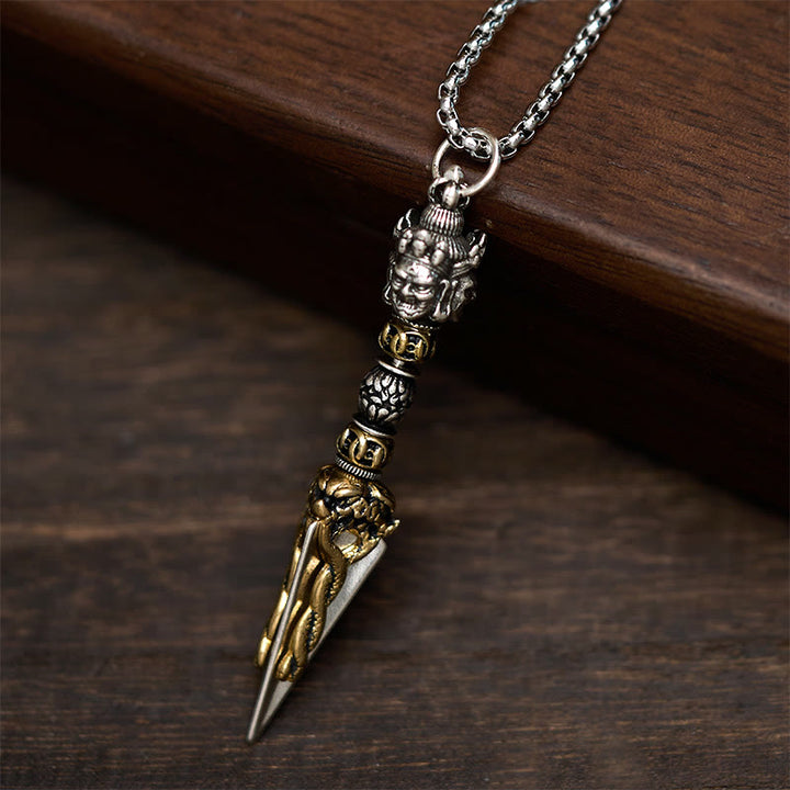 Collier pendentif en cuivre avec Buddha Stones , vajra tibétain et vajrakila, symbole de guérison et de pouvoir spirituel. - image 1