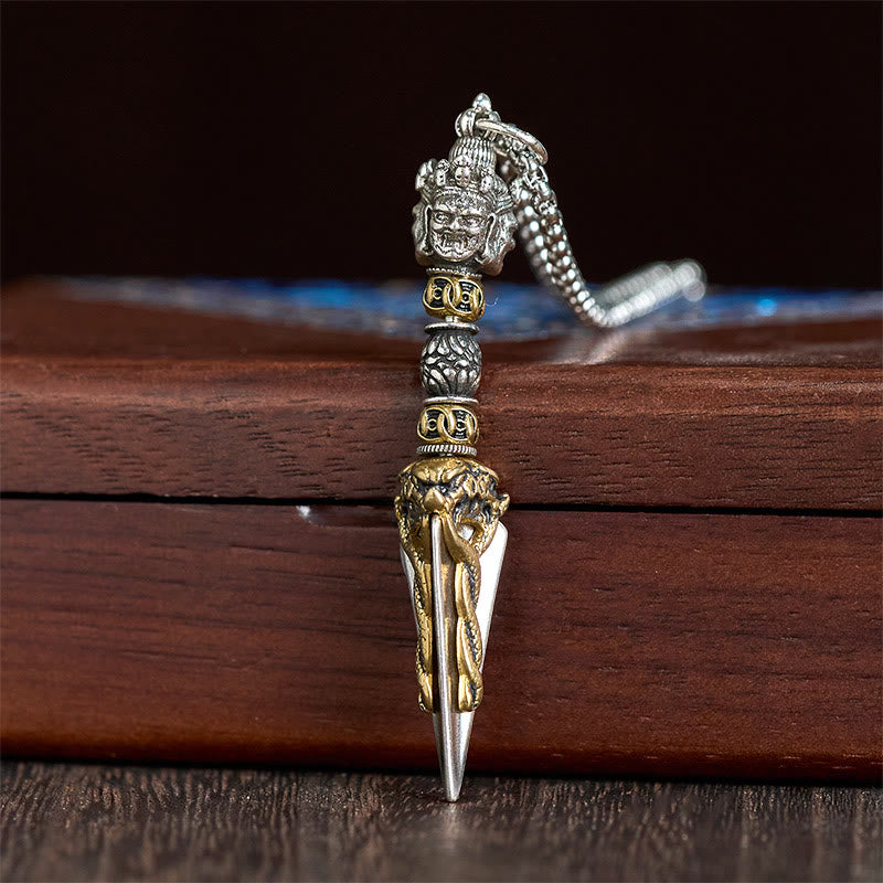 Collier pendentif en cuivre avec Buddha Stones , vajra tibétain et vajrakila, symbole de guérison et de pouvoir spirituel. - image 2