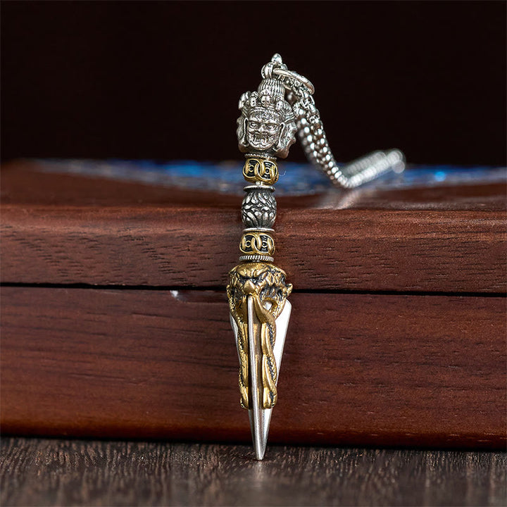 Collier pendentif en cuivre avec Buddha Stones , vajra tibétain et vajrakila, symbole de guérison et de pouvoir spirituel. - image 2