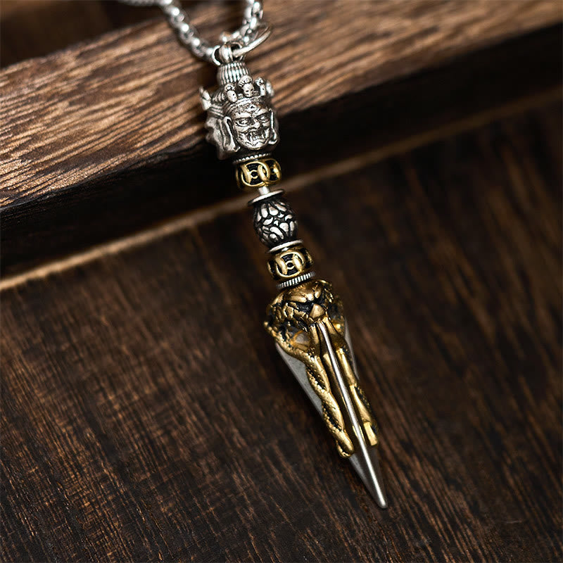 Collier pendentif en cuivre avec Buddha Stones , vajra tibétain et vajrakila, symbole de guérison et de pouvoir spirituel. - Vajra - image 0