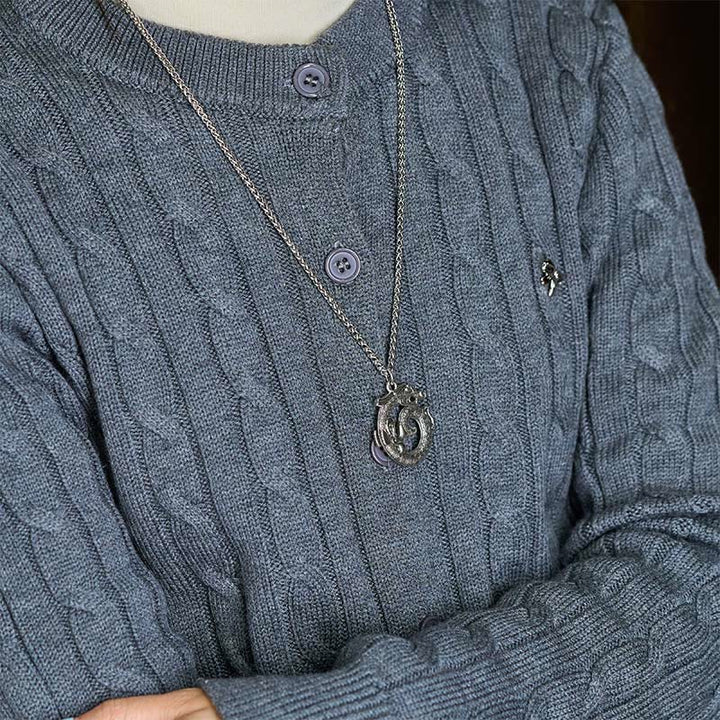 Collier pendentif en argent plaqué cuivre représentant un dragon enroulé tibétain en Buddha Stones - image 5