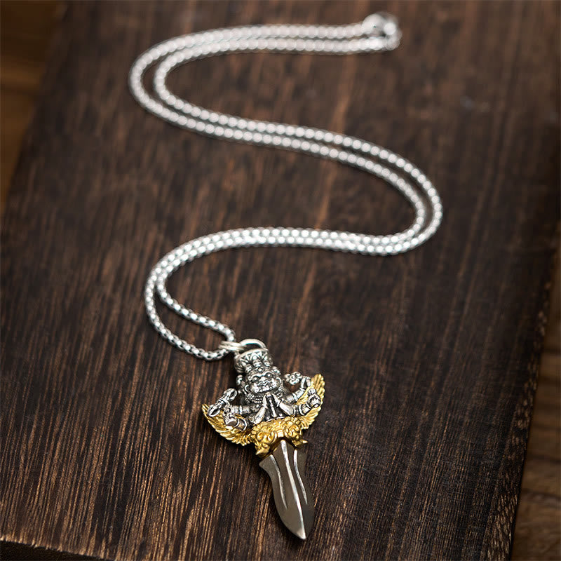 Buddha Stones Vajra Tibétain, motif à trois têtes et six bras, en cuivre, pendentif collier et pouvoir spirituel de guérison - image 4