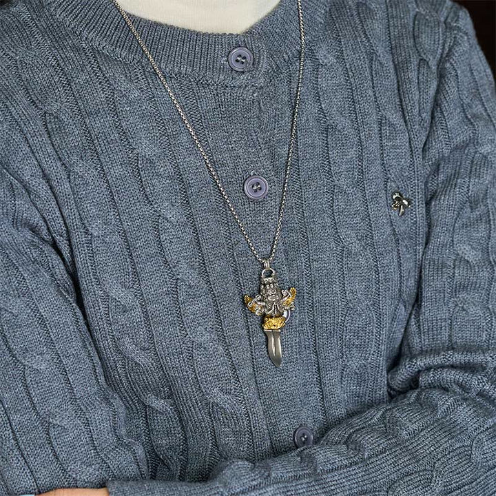 Buddha Stones Vajra Tibétain, motif à trois têtes et six bras, en cuivre, pendentif collier et pouvoir spirituel de guérison - image 5