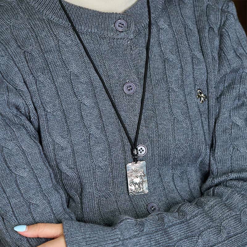 Buddha Stones Année du Cheval Zodiaque chinois Bouddha natal Collier pendentif équilibre plaqué cuivre et argent Collier pendentif équilibre en argent plaqué cuivre Pierres de Bouddha Année du Cheval Zodiaque chinois Bouddha natal - image 12