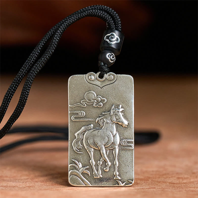 Buddha Stones Année du Cheval Zodiaque chinois Bouddha natal Collier pendentif équilibre plaqué cuivre et argent Collier pendentif équilibre en argent plaqué cuivre Pierres de Bouddha Année du Cheval Zodiaque chinois Bouddha natal - image 4
