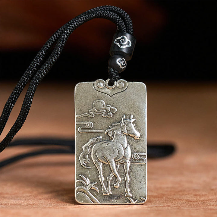 Buddha Stones Année du Cheval Zodiaque chinois Bouddha natal Collier pendentif équilibre plaqué cuivre et argent Collier pendentif équilibre en argent plaqué cuivre Pierres de Bouddha Année du Cheval Zodiaque chinois Bouddha natal - image 4