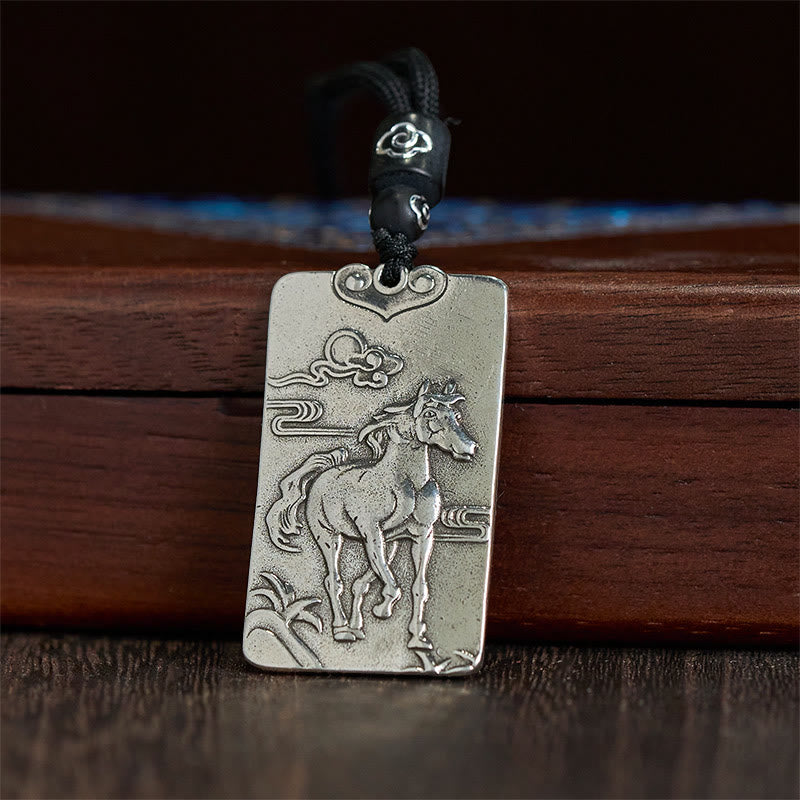 Buddha Stones Année du Cheval Zodiaque chinois Bouddha natal Collier pendentif équilibre plaqué cuivre et argent Collier pendentif équilibre en argent plaqué cuivre Pierres de Bouddha Année du Cheval Zodiaque chinois Bouddha natal - image 3