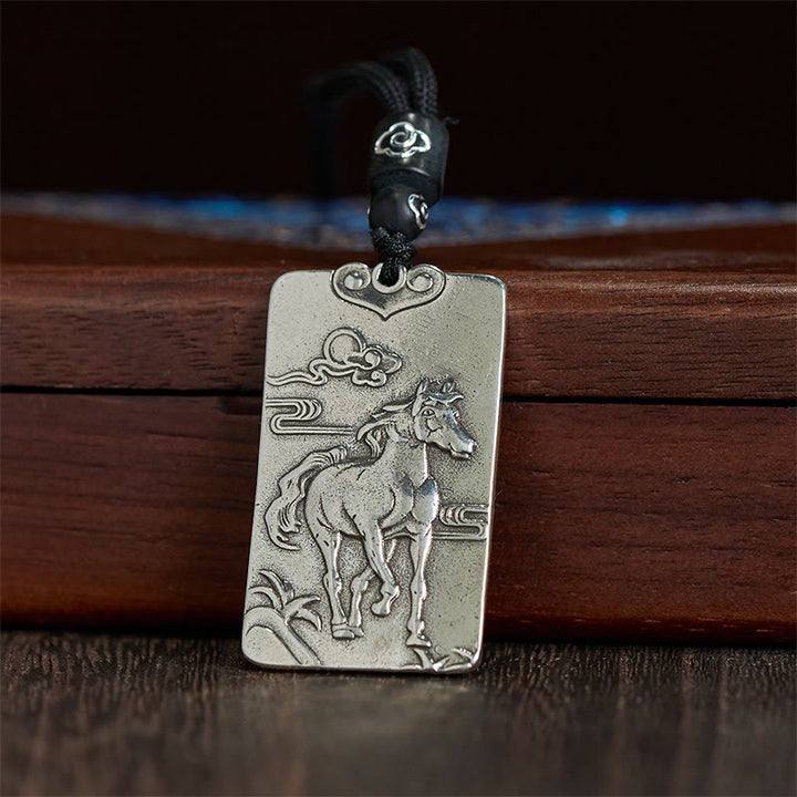 Buddha Stones Année du Cheval Zodiaque chinois Bouddha natal Collier pendentif équilibre plaqué cuivre et argent Collier pendentif équilibre en argent plaqué cuivre Pierres de Bouddha Année du Cheval Zodiaque chinois Bouddha natal - image 3