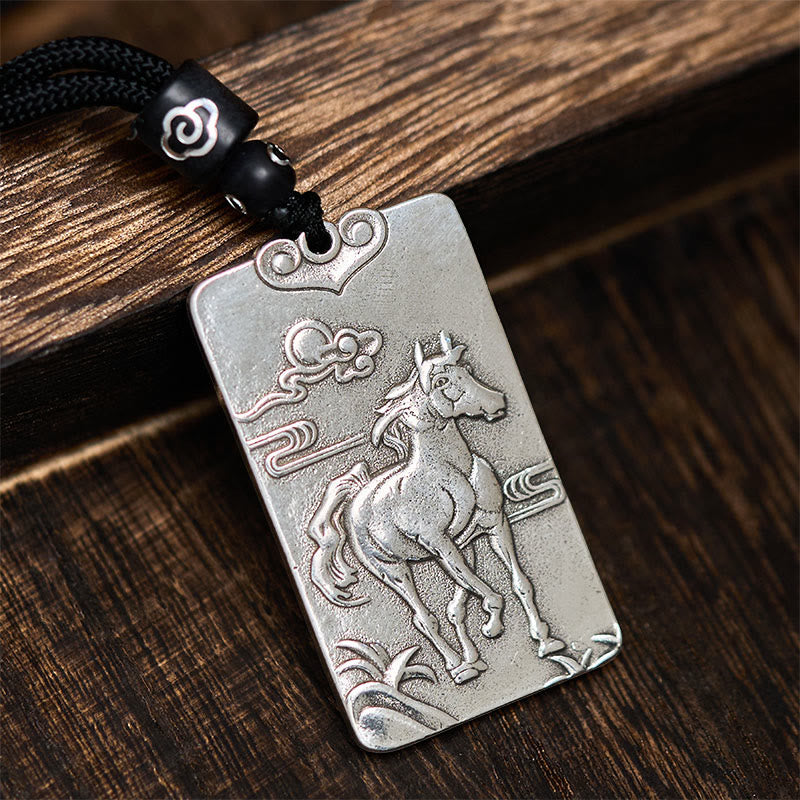 Buddha Stones Année du Cheval Zodiaque chinois Bouddha natal Collier pendentif équilibre plaqué cuivre et argent Collier pendentif équilibre en argent plaqué cuivre Pierres de Bouddha Année du Cheval Zodiaque chinois Bouddha natal - image 2