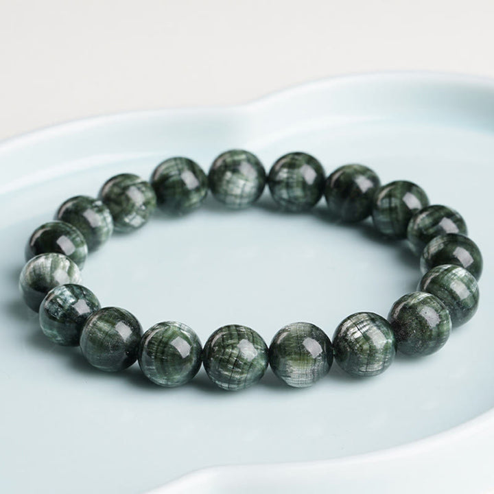 Bracelet de perles rondes en séraphinite naturelle Buddha Stones pour l'équilibre émotionnel - image 4