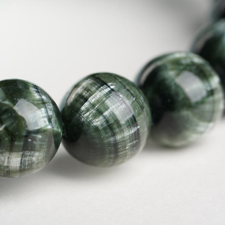 Bracelet de perles rondes en séraphinite naturelle Buddha Stones pour l'équilibre émotionnel - image 5