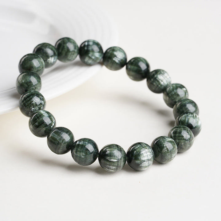 Bracelet de perles rondes en séraphinite naturelle Buddha Stones pour l'équilibre émotionnel - image 3
