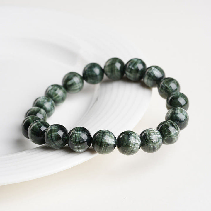 Bracelet de perles rondes en séraphinite naturelle Buddha Stones pour l'équilibre émotionnel - image 2