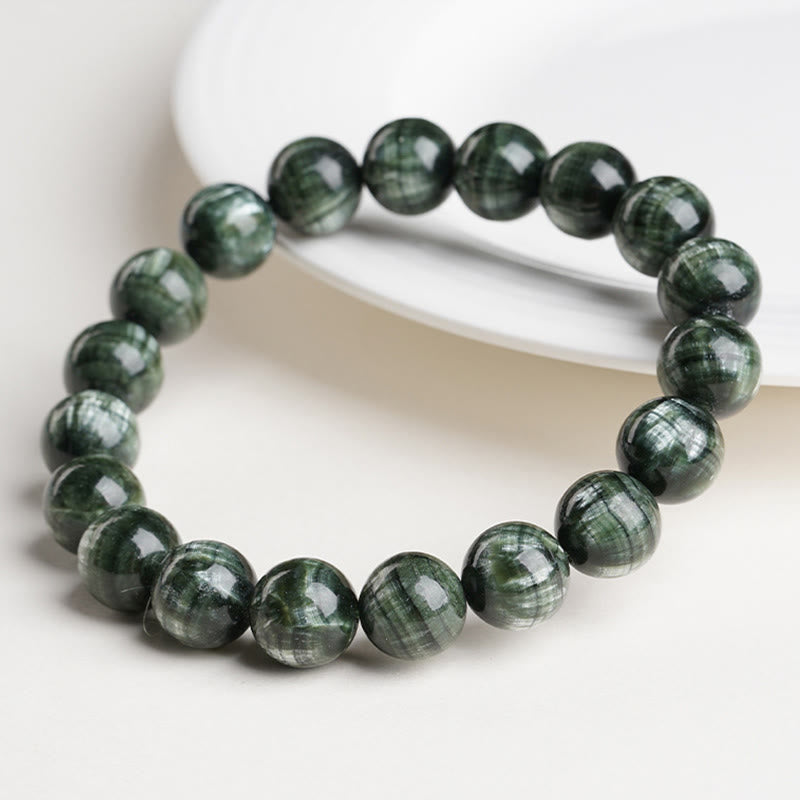 Bracelet de perles rondes en séraphinite naturelle Buddha Stones pour l'équilibre émotionnel - image 1