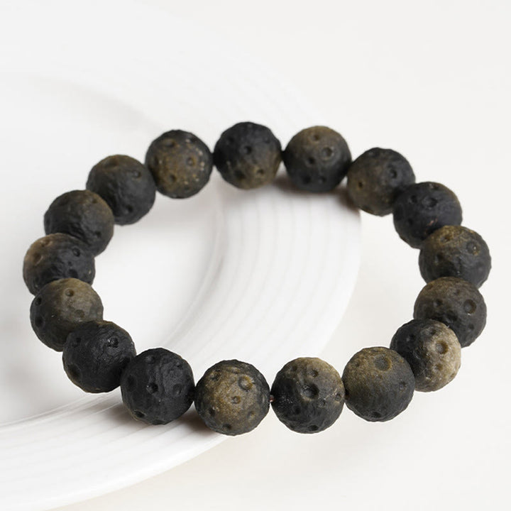 Bracelet de protection en perles rondes d'obsidienne naturelle à reflets argentés et dorés, Buddha Stones - image 9