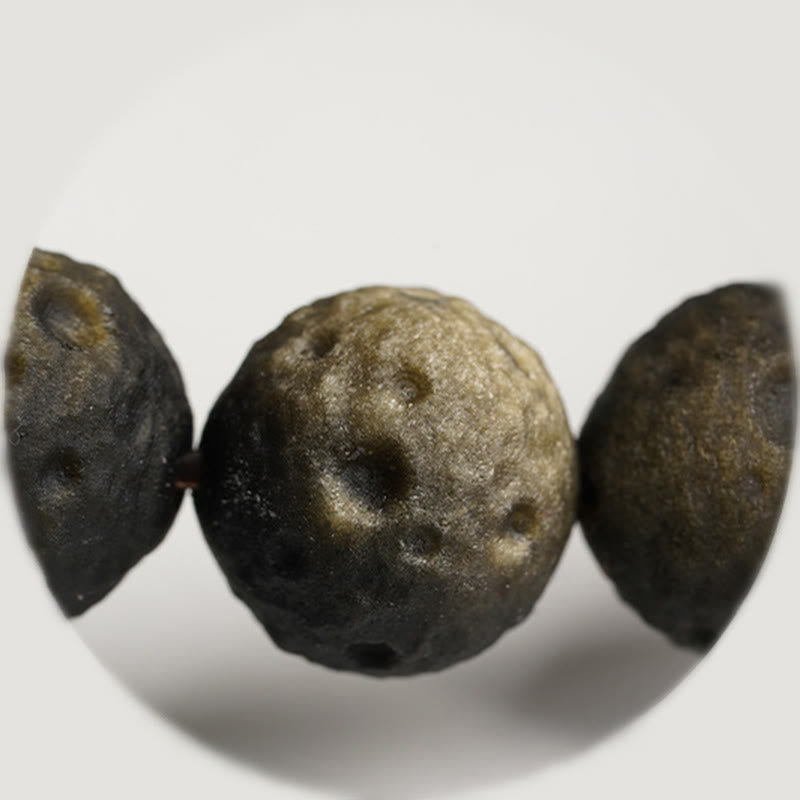 Bracelet de protection en perles rondes d'obsidienne naturelle à reflets argentés et dorés, Buddha Stones - image 12