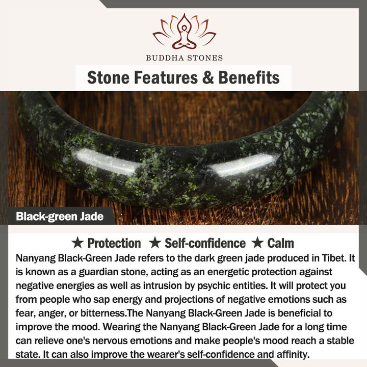 Bracelet jonc de protection en jade noir et vert Nanyang Buddha Stones - image 4