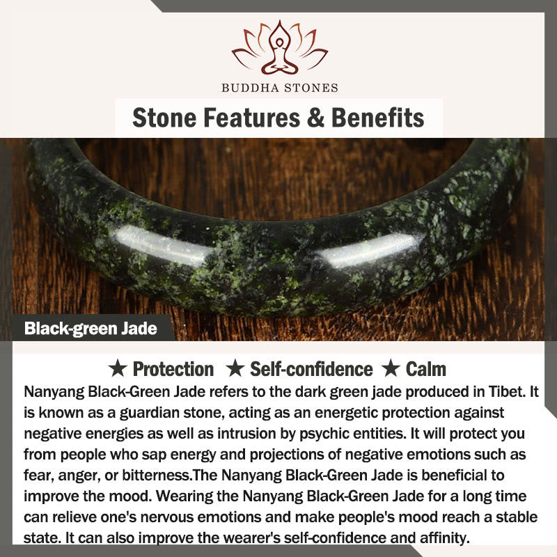 Bracelet jonc de protection en jade noir et vert Nanyang Buddha Stones - image 4
