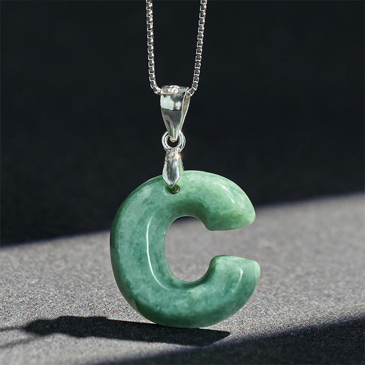 Collier pendentif en jade naturel avec lettre AZ et chaîne fine en argent sterling 925, symbole de prospérité, Buddha Stones. - image 19