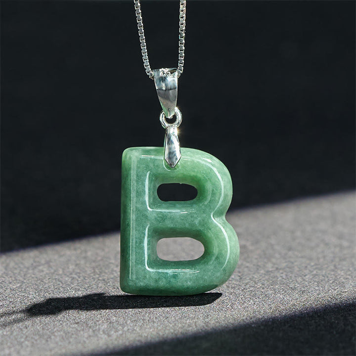 Collier pendentif en jade naturel avec lettre AZ et chaîne fine en argent sterling 925, symbole de prospérité, Buddha Stones. - image 13