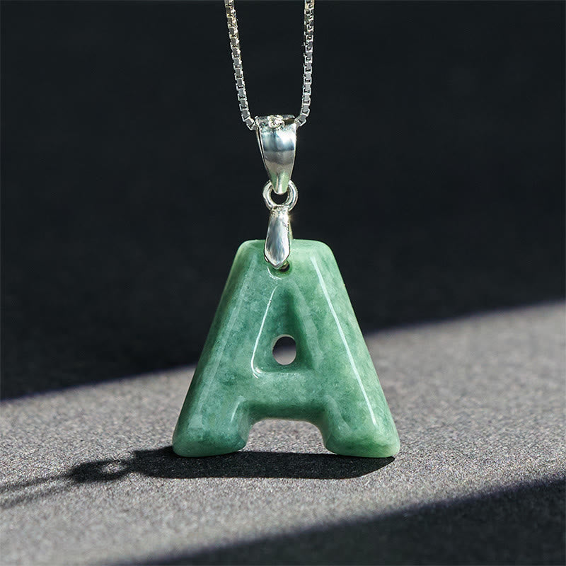 Collier pendentif en jade naturel avec lettre AZ et chaîne fine en argent sterling 925, symbole de prospérité, Buddha Stones. - image 4