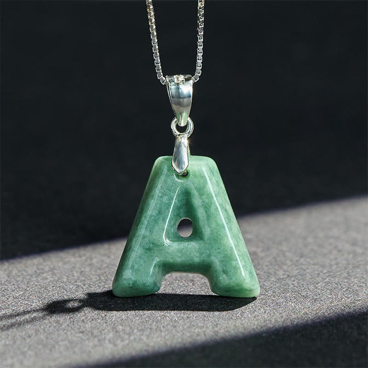 Collier pendentif en jade naturel avec lettre AZ et chaîne fine en argent sterling 925, symbole de prospérité, Buddha Stones. - image 4