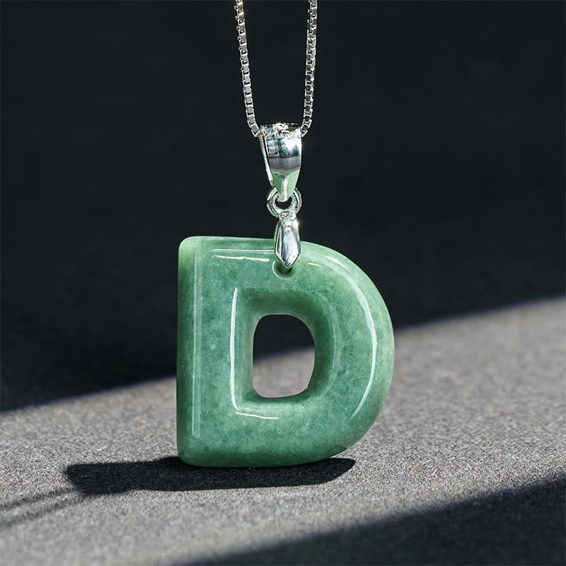 Collier pendentif en jade naturel avec lettre AZ et chaîne fine en argent sterling 925, symbole de prospérité, Buddha Stones. - image 25