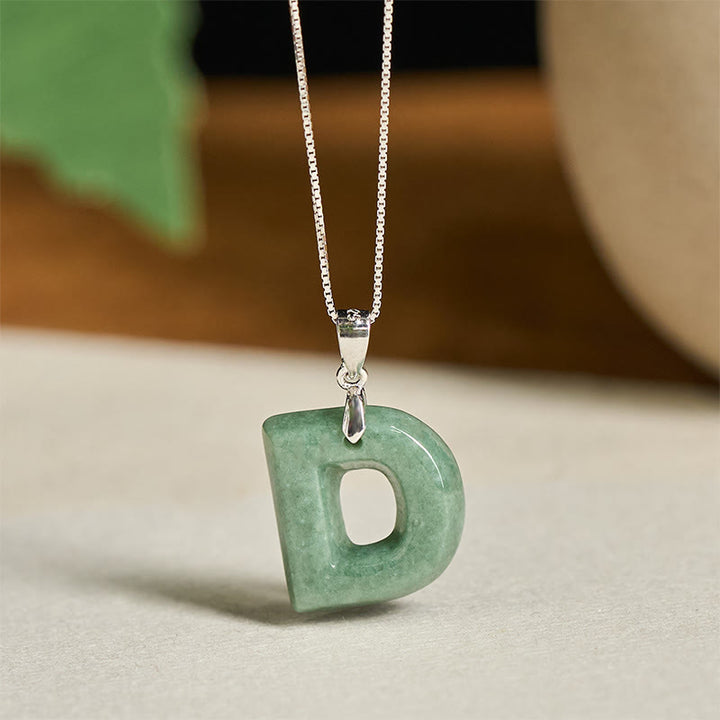 Collier pendentif en jade naturel avec lettre AZ et chaîne fine en argent sterling 925, symbole de prospérité, Buddha Stones. - D - image 22