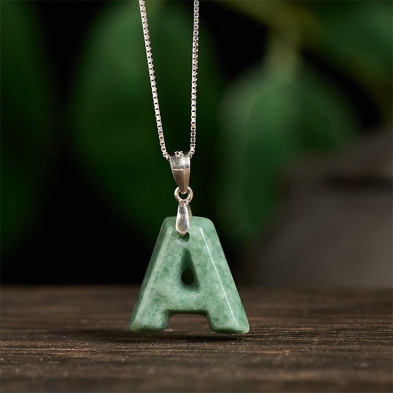 Collier pendentif en jade naturel avec lettre AZ et chaîne fine en argent sterling 925, symbole de prospérité, Buddha Stones. - image 2