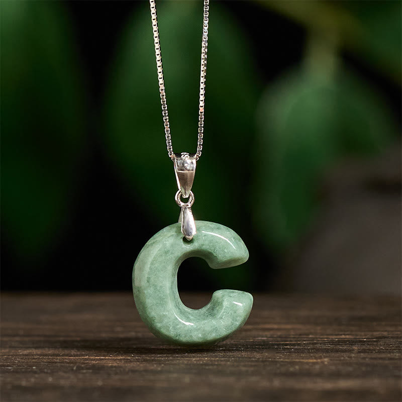 Collier pendentif en jade naturel avec lettre AZ et chaîne fine en argent sterling 925, symbole de prospérité, Buddha Stones. - image 17