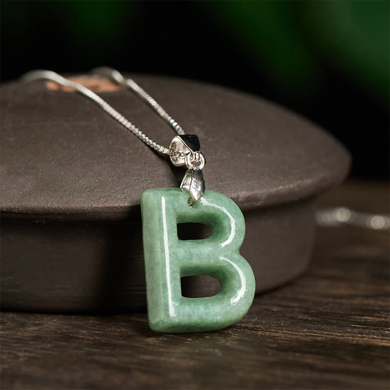 Collier pendentif en jade naturel avec lettre AZ et chaîne fine en argent sterling 925, symbole de prospérité, Buddha Stones. - image 11